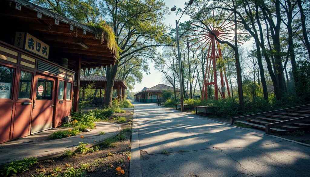 Verfallene Attraktionen im Freizeitpark Verfallene Attraktionen im Freizeitpark