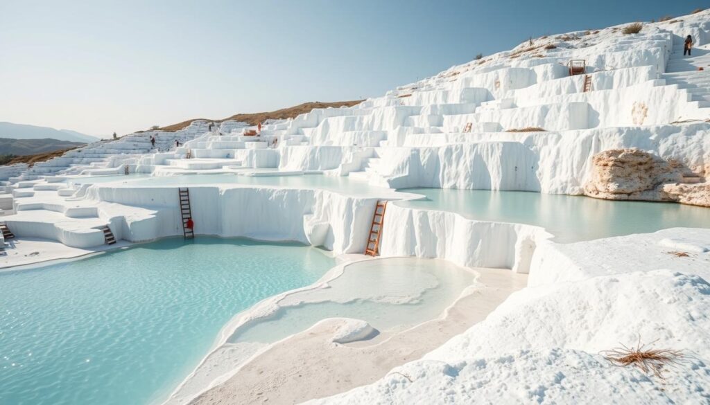 Weißer Travertin Pamukkale Landschaft