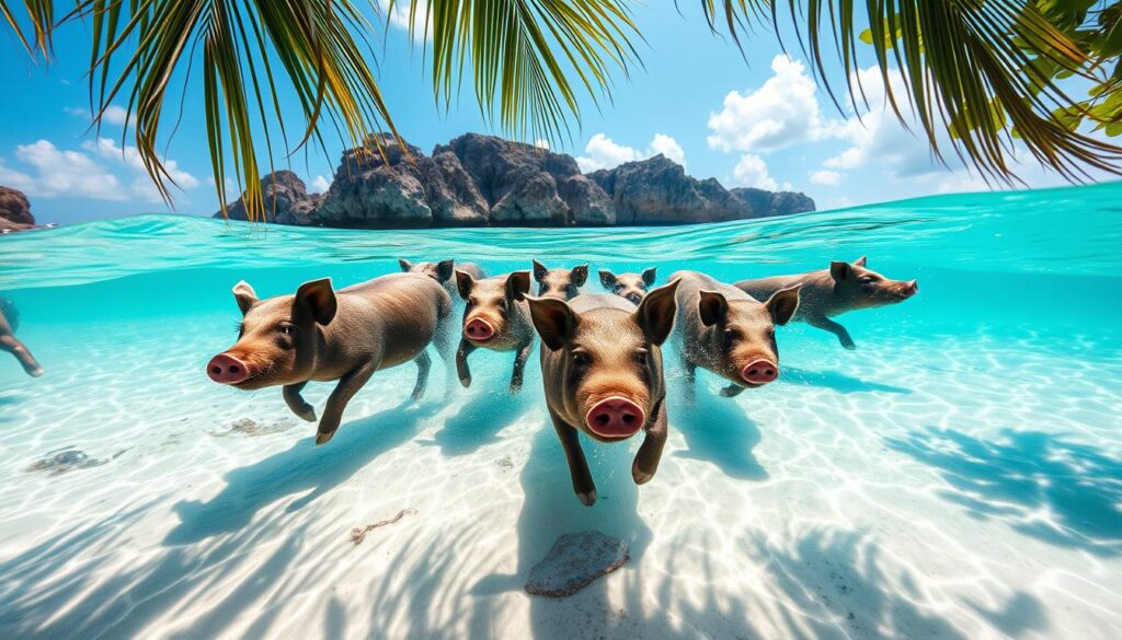Schweine Bahamas Wassersport